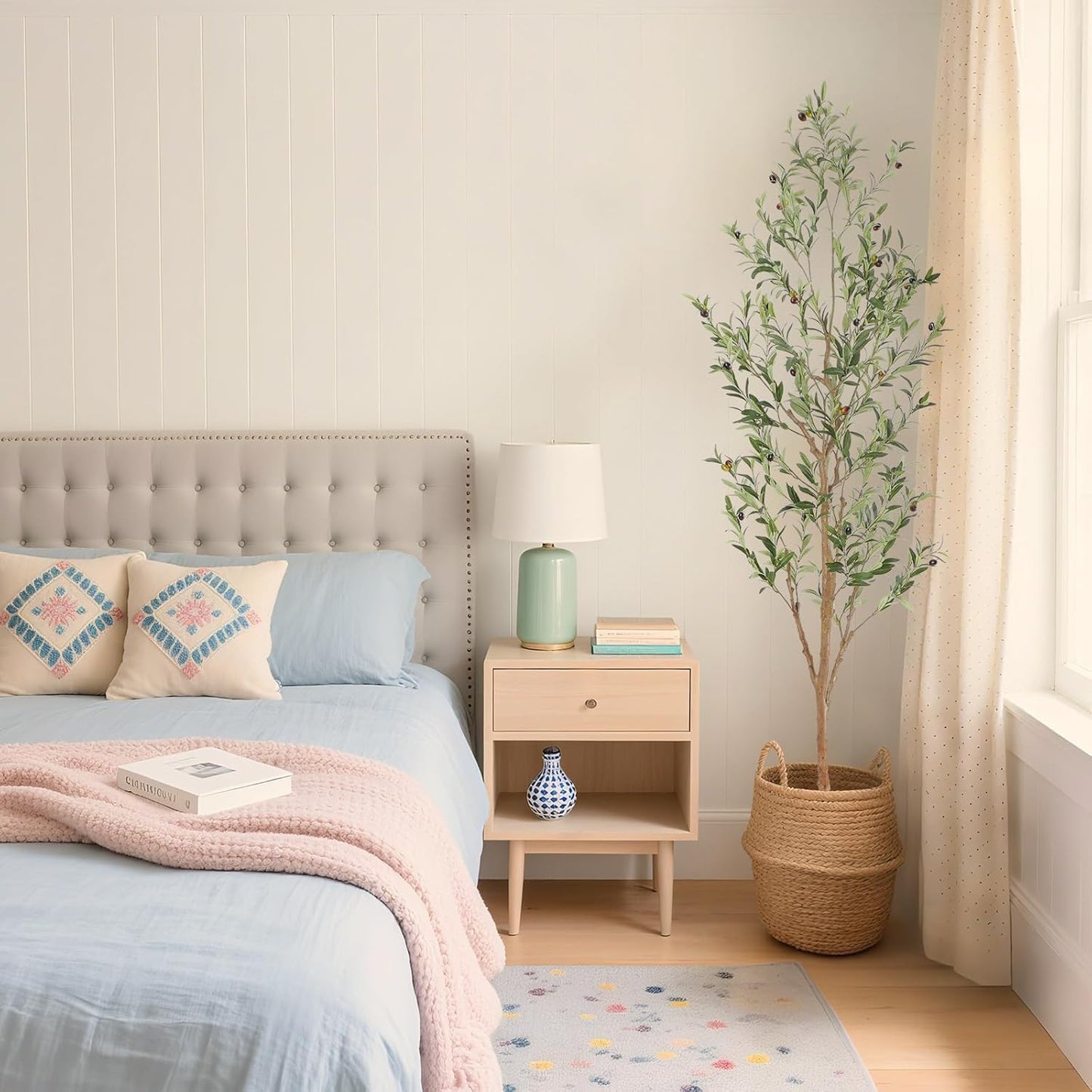 Artificial Plants with Natural Wood Trunk and Lifelike Fruits for Home Office Decor