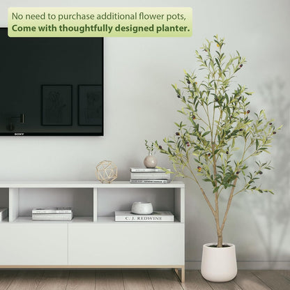 Artificial Plants with Natural Wood Trunk and Lifelike Fruits for Home Office Decor