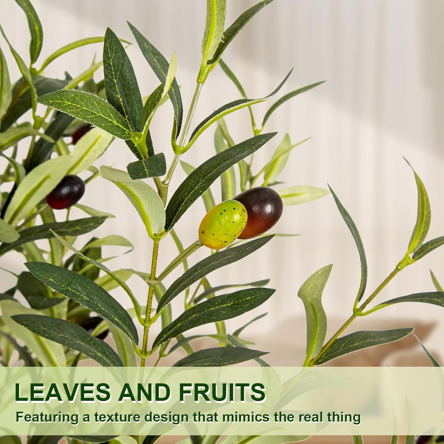 Artificial Plants with Natural Wood Trunk and Lifelike Fruits for Home Office Decor