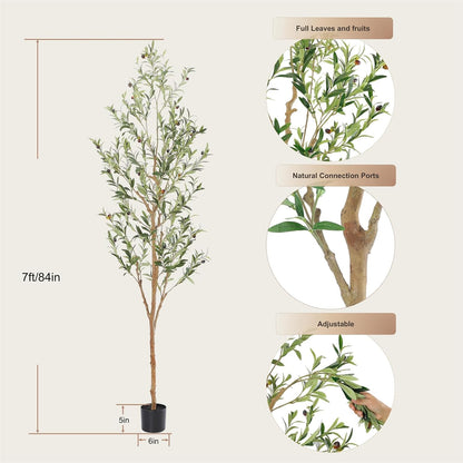 Artificial Plants with Natural Wood Trunk and Lifelike Fruits for Home Office Decor